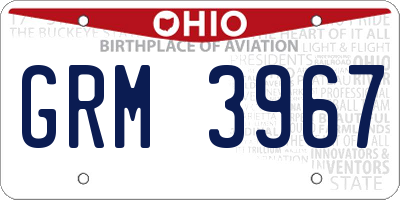 OH license plate GRM3967