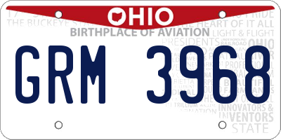 OH license plate GRM3968