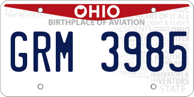 OH license plate GRM3985