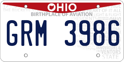 OH license plate GRM3986