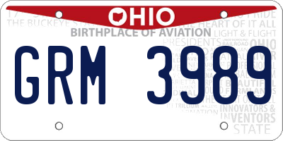 OH license plate GRM3989