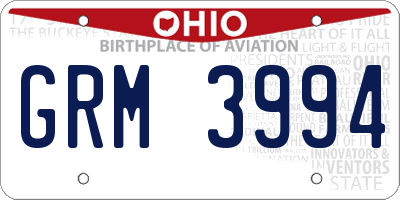 OH license plate GRM3994