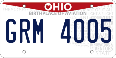 OH license plate GRM4005