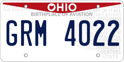 OH license plate GRM4022