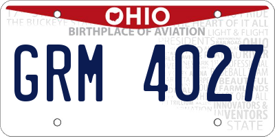 OH license plate GRM4027