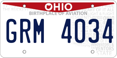 OH license plate GRM4034