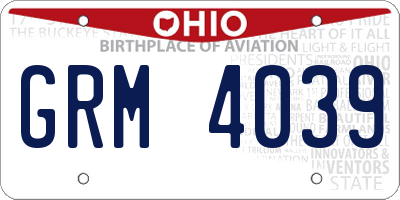 OH license plate GRM4039