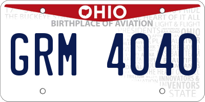 OH license plate GRM4040