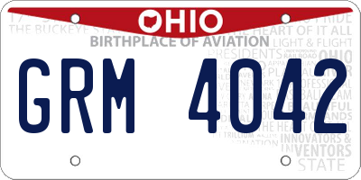 OH license plate GRM4042