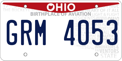 OH license plate GRM4053