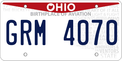 OH license plate GRM4070