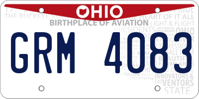 OH license plate GRM4083