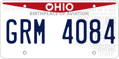 OH license plate GRM4084
