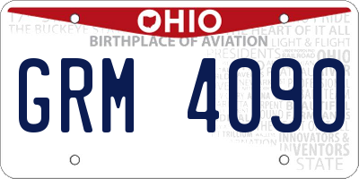 OH license plate GRM4090