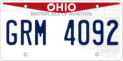 OH license plate GRM4092