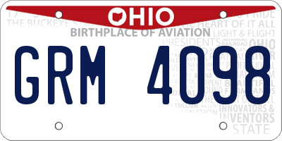 OH license plate GRM4098