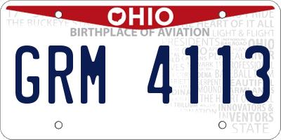 OH license plate GRM4113