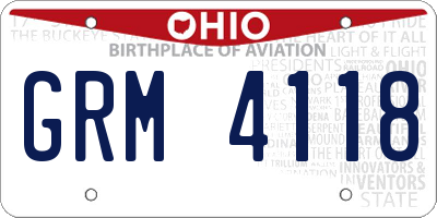 OH license plate GRM4118