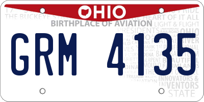 OH license plate GRM4135