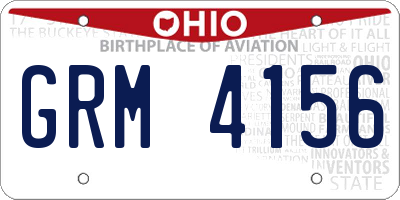 OH license plate GRM4156