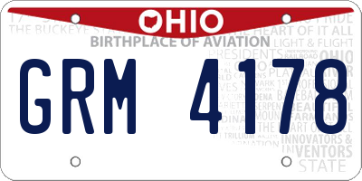 OH license plate GRM4178