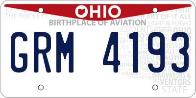 OH license plate GRM4193