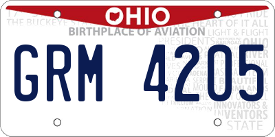OH license plate GRM4205