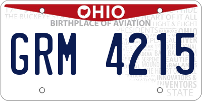 OH license plate GRM4215