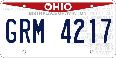 OH license plate GRM4217