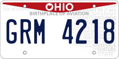 OH license plate GRM4218