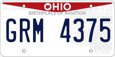 OH license plate GRM4375