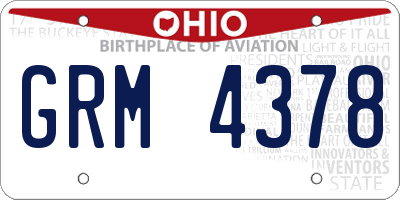 OH license plate GRM4378