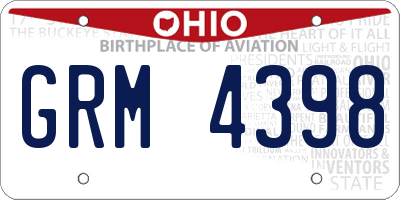 OH license plate GRM4398