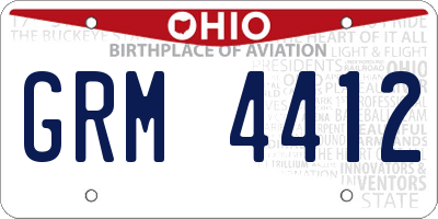 OH license plate GRM4412