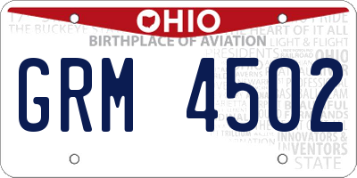 OH license plate GRM4502