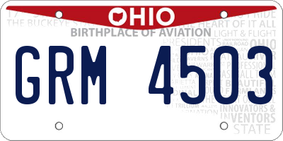 OH license plate GRM4503