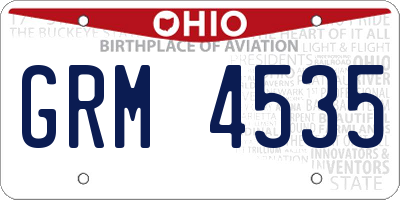 OH license plate GRM4535