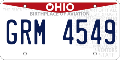 OH license plate GRM4549