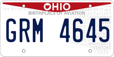 OH license plate GRM4645