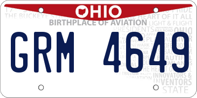 OH license plate GRM4649