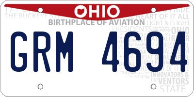 OH license plate GRM4694