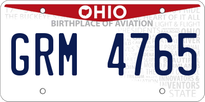 OH license plate GRM4765