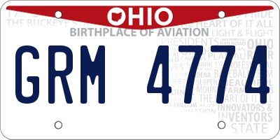 OH license plate GRM4774