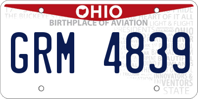 OH license plate GRM4839