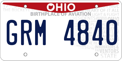 OH license plate GRM4840