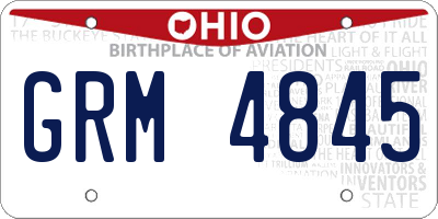 OH license plate GRM4845