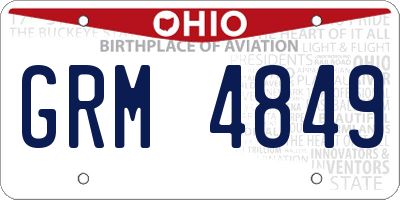 OH license plate GRM4849