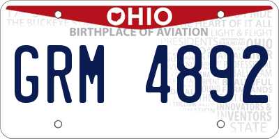 OH license plate GRM4892