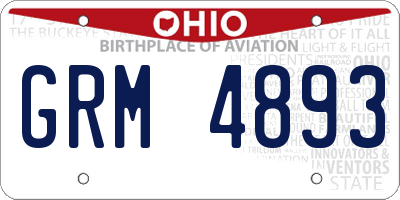 OH license plate GRM4893