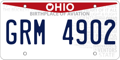 OH license plate GRM4902